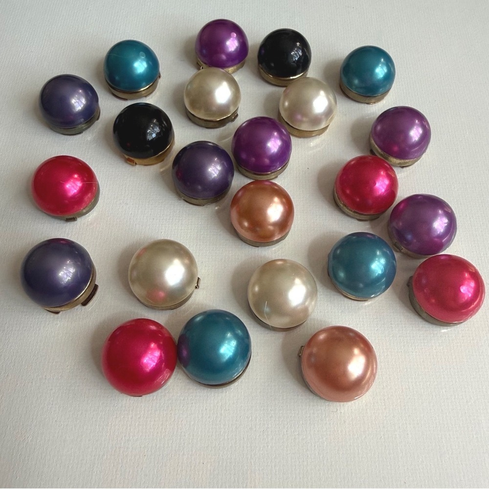 Vintage 80s Domed Faux Pearl Decorative Button Covers Lot Of 23